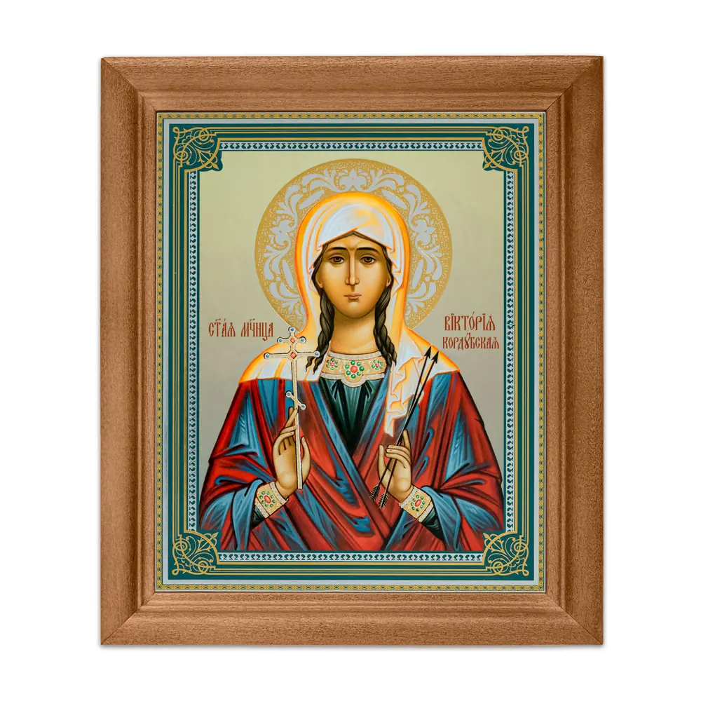 Icon in wooden frame №1 11×13 double embossing Victoria of Cordoba