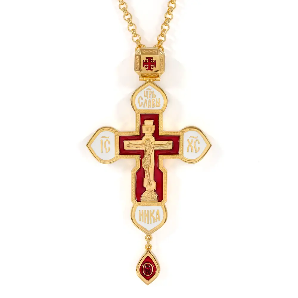Pectoral cross №235 cast Crucifixion enamel / gilding