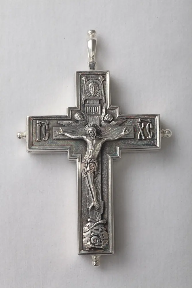Cross reliquary large silver