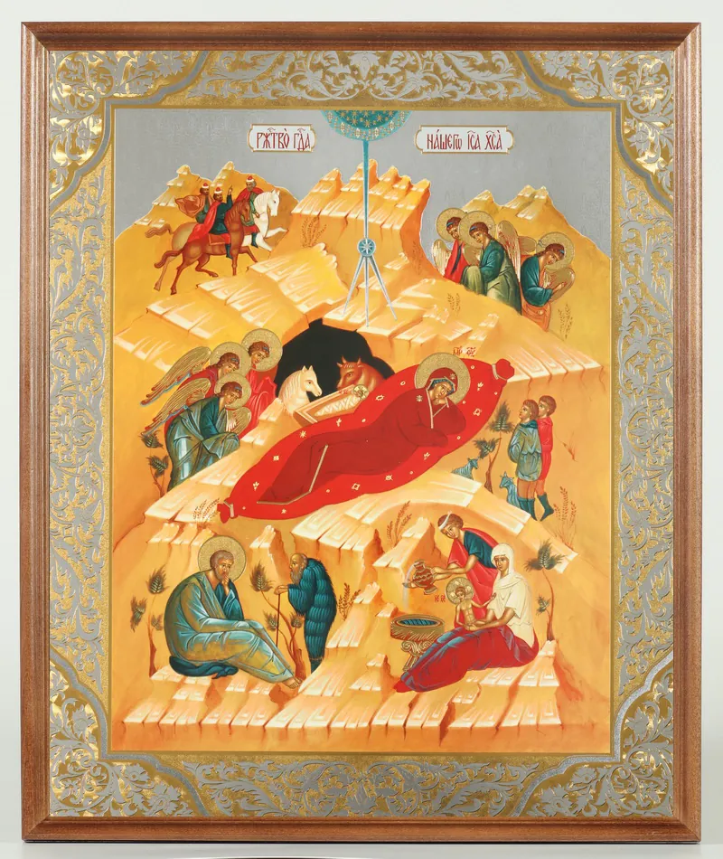 Icon in wooden frame №1 30×40 double embossing, packaging Nativity of Christ