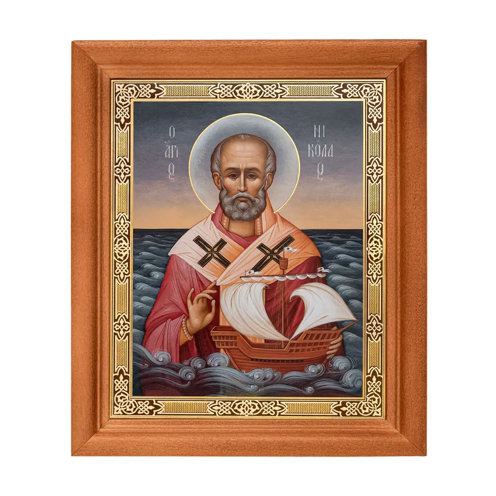 ხატი ხის ჩარჩოში №1 11×13 ორმაგი ტვიფრი ნიკოლოზ საკვირველთმოქმედი 19