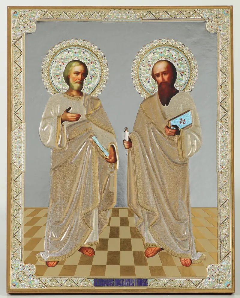 Icon on wooden panel 21×32 chipboard blind embossing, packaging Peter Paul