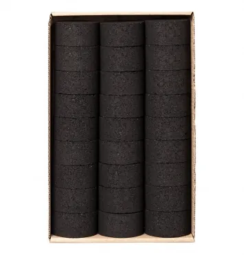 Censer charcoal of shell walnut nut (size 38×20 mm, 27 pcs in tray)