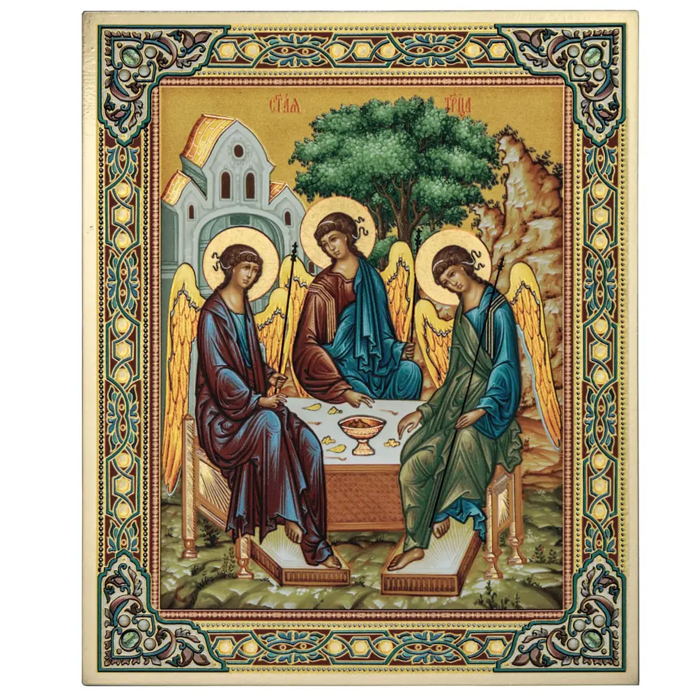 Icon on board 13×15 gilded finish, 3D print, varnish Trinity 2