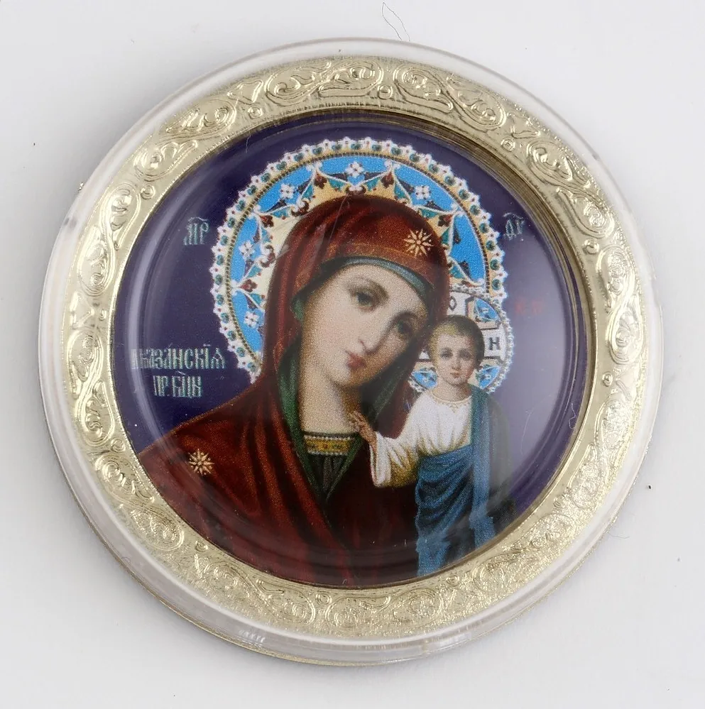 Icon in plastic frame 4×5 round №2 Kazan Mother of God 7