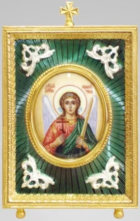 Table icon №26 silver enamel miniature, enamel, guilloché Guardian Angel