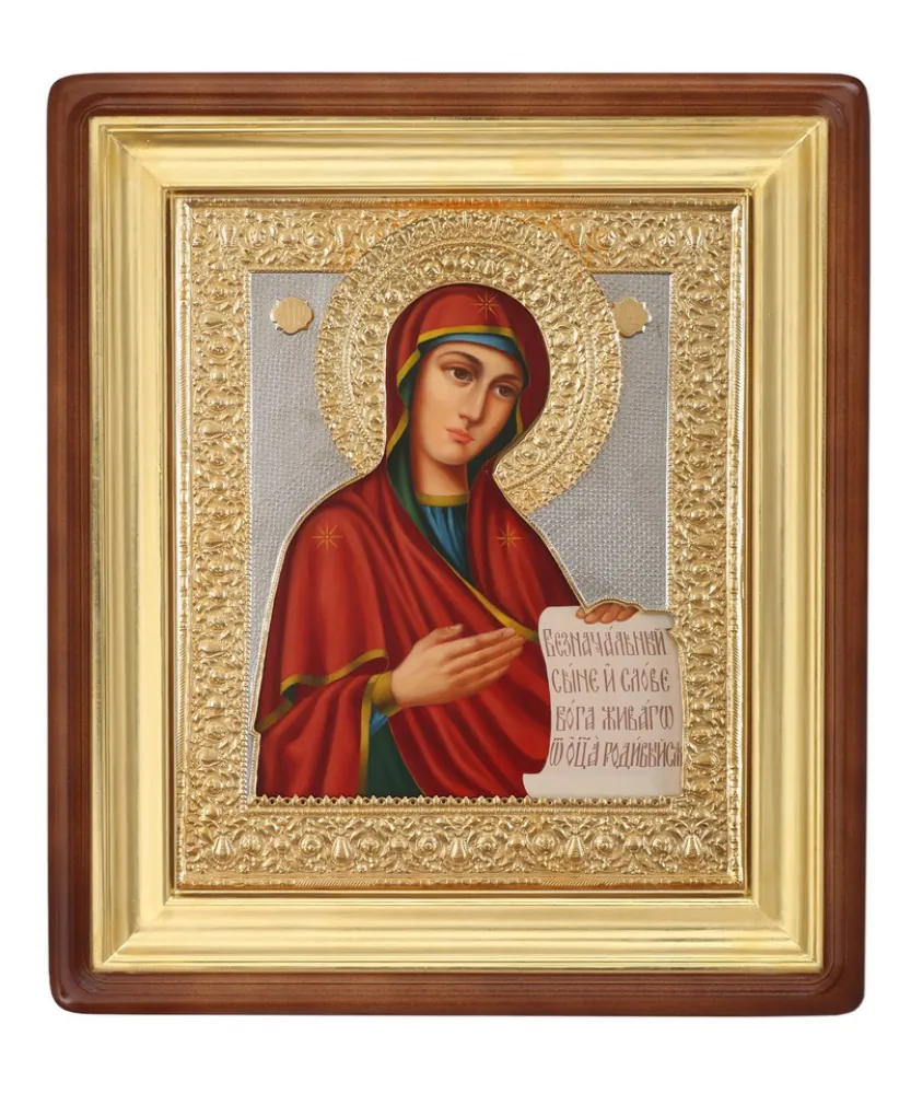 ფერწერული ხატი კიოტში 40×50 ზეთი, მოჭედილობა №67, კიოტი №1 ღვთისმშობელი
