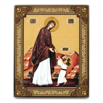 Icon on board 13×15 gilded finish, 3D print, varnish First Steps Jesus Christ