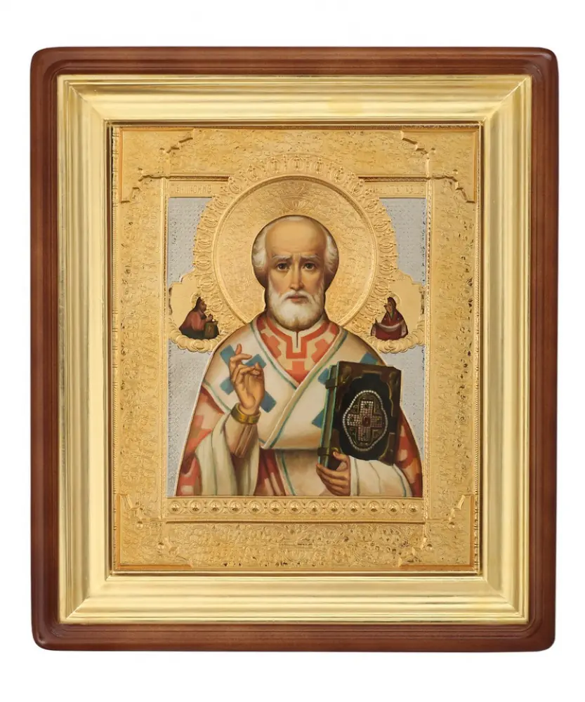 ფერწერული ხატი კიოტში 30×40 ზეთი, მოჭედილობა №195, კიოტი №1 ნიკოლოზ საკვირველთმოქმედი