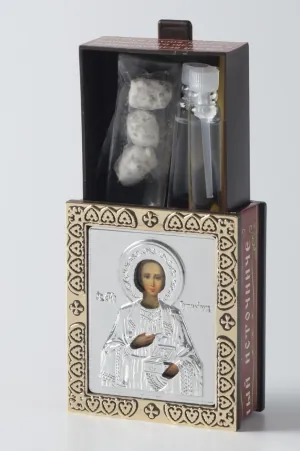 Incense holder with riza with blessed set Panteleimon