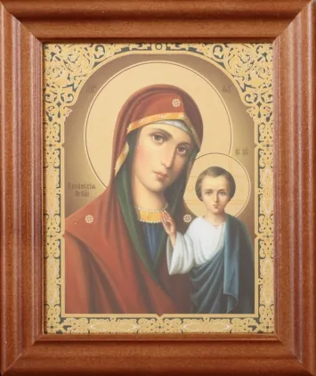 Icon in wooden frame №2 11×13 double embossing Kazan Mother of God 30