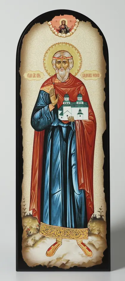 Icon on MDF 18×50 arched, 3D print, varnish Vladislav of Serbia