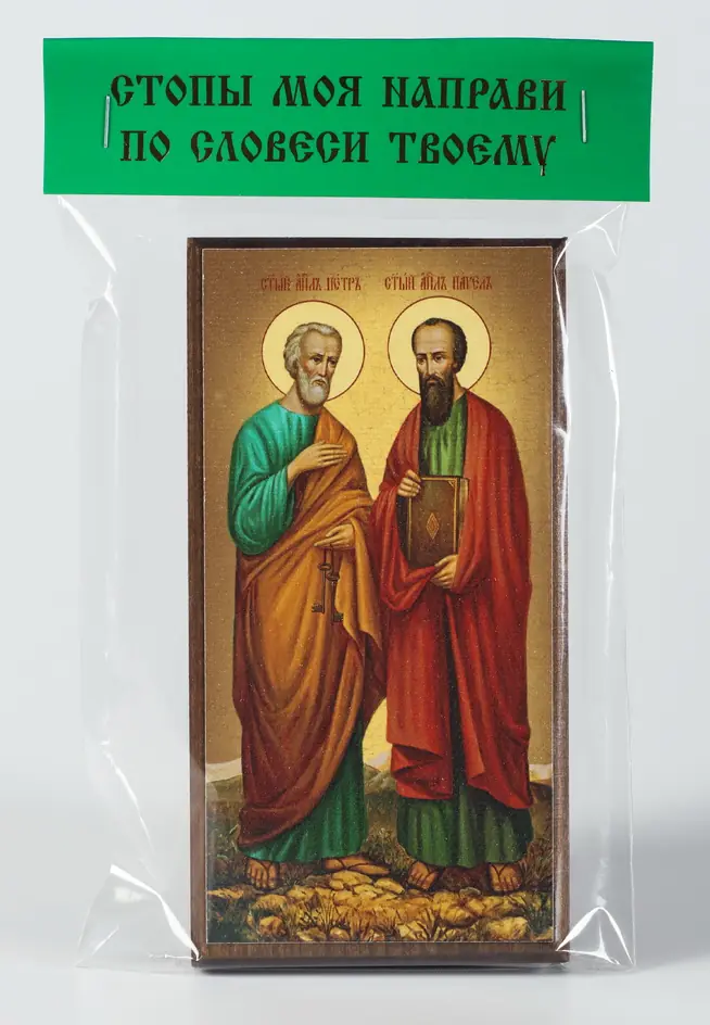 Icon on wood 6×12 canvas, packaging, label Peter Paul