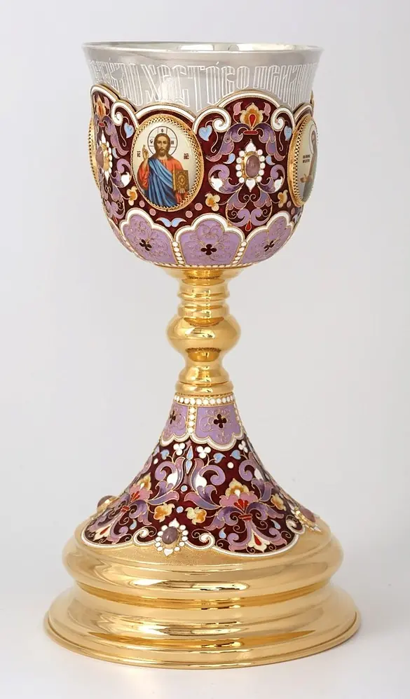 Chalice 1.0 l 4-decals, filigree, enamel / base 1,5 l chalice / gilding / silver cup