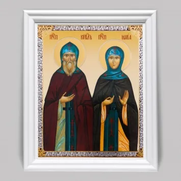 Icon in wooden frame №3 11×13 (white) double embossing Cyril and Mary 2