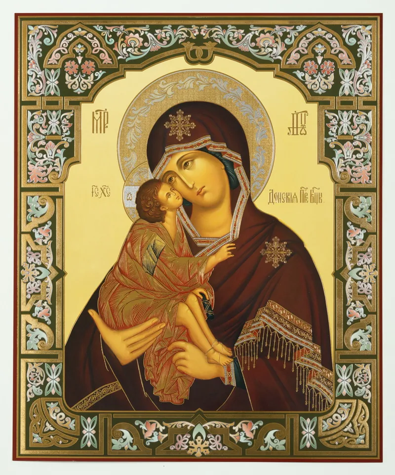 Icon on wooden panel 30×40 double embossing, chipboard, PVC Don Mother of God 2