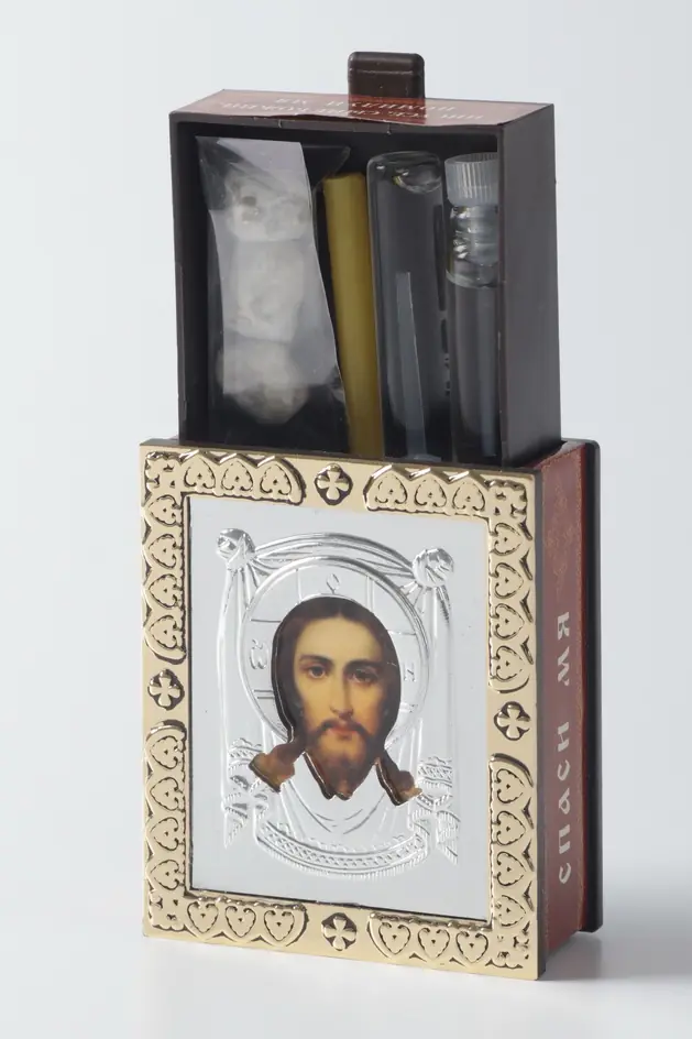 Incense holder with riza with blessed set Saviour Not Made by Hands