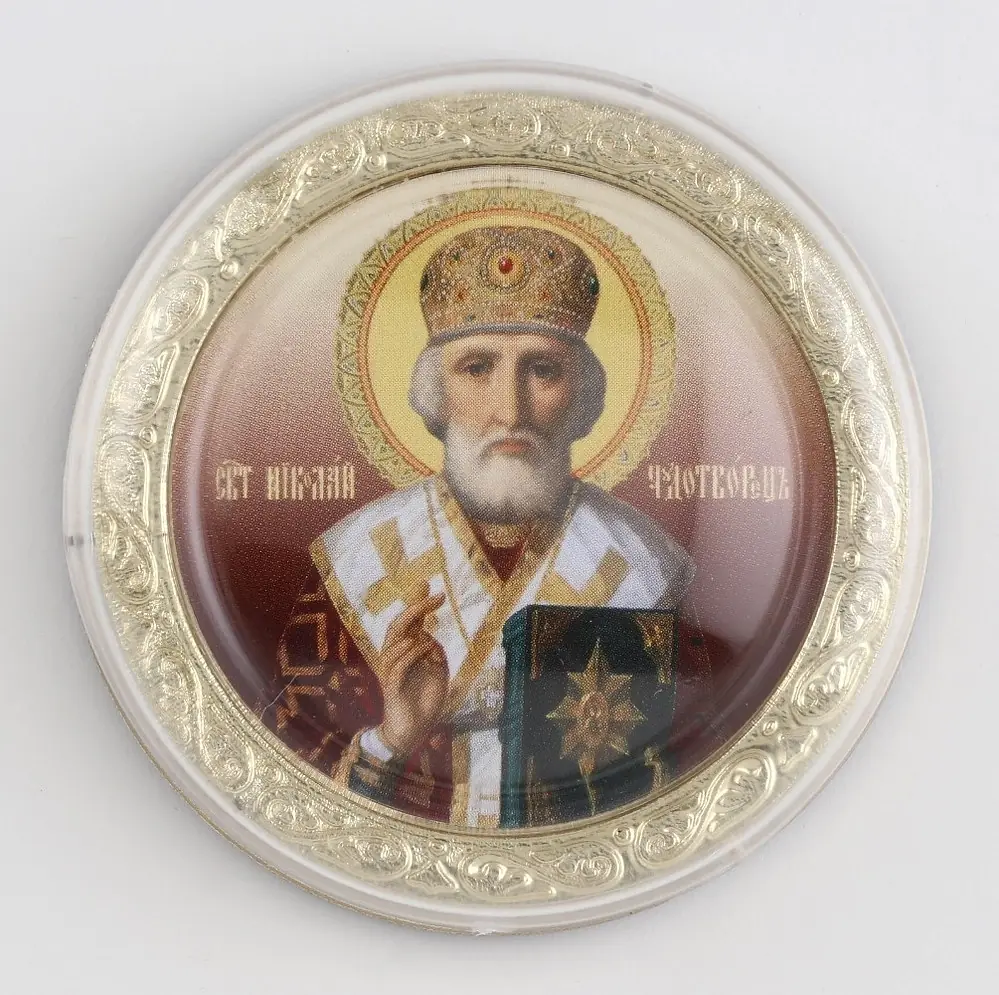 Icon in plastic frame 4×5 round №2 Nicholas the Wonderworker 14