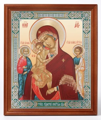 Икона в деревянной рамке №1 18х24 двойное тиснение Трех радостей БМ 2