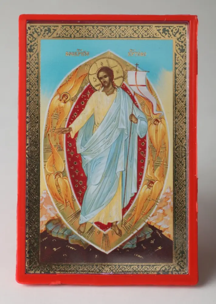 Icon in plastic frame 5×7 plastic with stand Resurrection of Christ 1