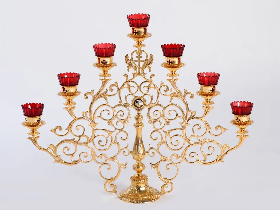 Seven-branched candlestick altar medium gilding