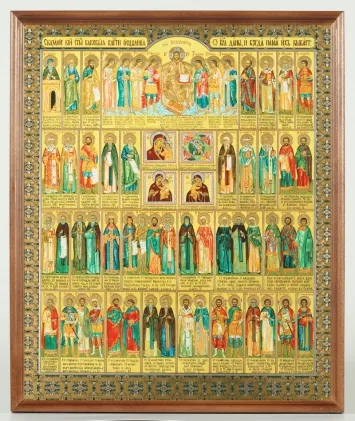 Icon in wooden frame №1 30×40 double embossing, packaging Synaxis of Healers