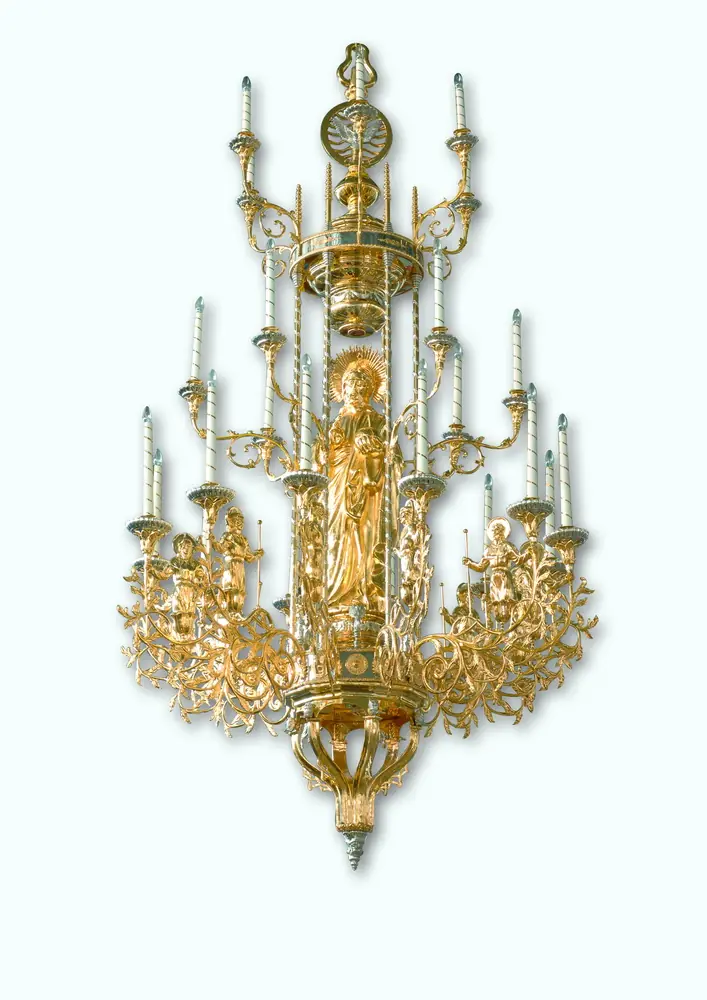 Chandelier 3 tiers 24 candles with apostles gilding