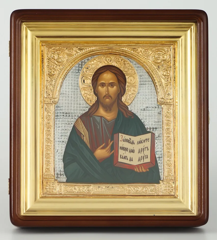 ფერწერული ხატი კიოტში 24×30 ტემპერა, მოჭედილობა №34, კიოტი №1 მაცხოვარი