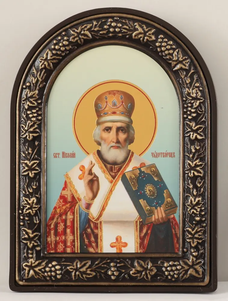 Icon in plastic frame 9×12 arched №3 Nicholas the Wonderworker 14