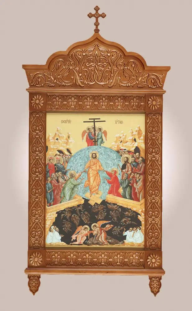 Wall icon case tier with icon on canvas Resurrection of Christ