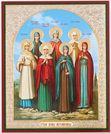 Icon on hardboard №1 11×13 double embossing Myrrhbearing Women
