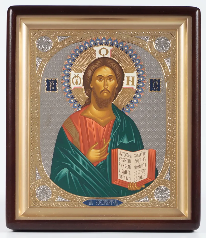 ხატი კიოტში 24×30 ფიგურული, ტემპერა, მოცულობითი მოჭედილობა, ღია, მოოქროვება, მინანქარი მაცხოვარი