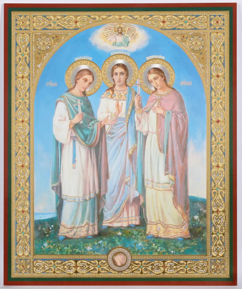 ხატი ორგალიტზე №1 18×24 ორმაგი ტვიფრი მინოდორა, მიტროდორა, ნიმფოდორა