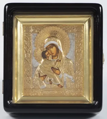 Icon in stamped cover 11 * 13 silver / icon case / gilding / Vladimir Mother of God