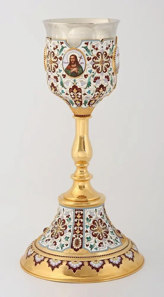 Chalice 1.5 l 4-enamel miniatures, filigree, enamel “№10” / gilding / nickel silver cup
