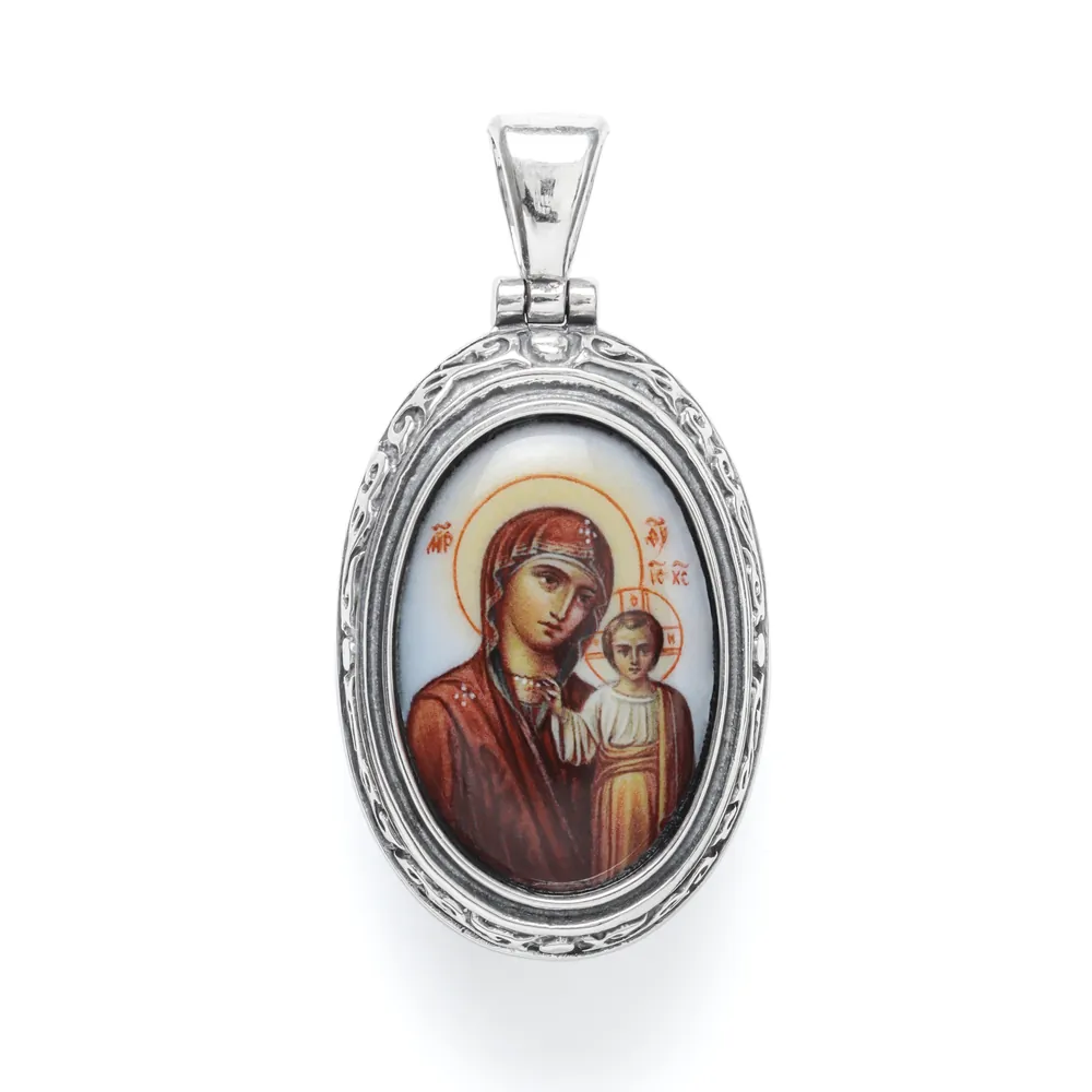 Neck icon №34 silver decal Kazan Mother of God