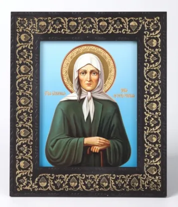 Icon in plastic frame 9×13 with grape vine Xenia of St Petersburg Blessed