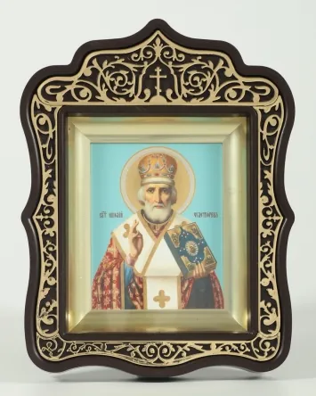 Icon in plastic frame icon case 11×13 shaped plastic Nicholas the Wonderworker 14