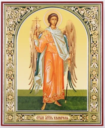Icon on wooden panel 11×13 double embossing Guardian Angel (full-length) №3