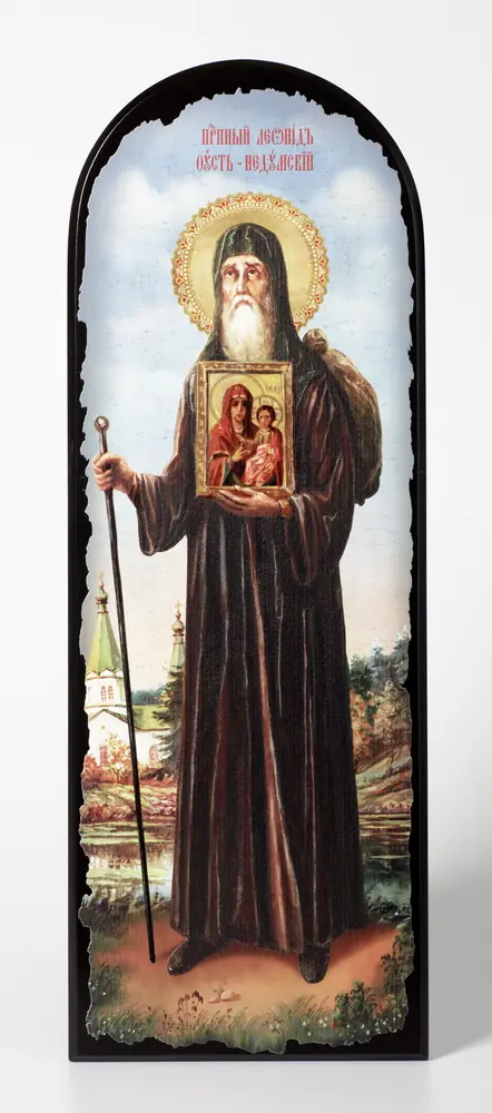 Icon on MDF 18×50 arched, 3D print, varnish Leonidas