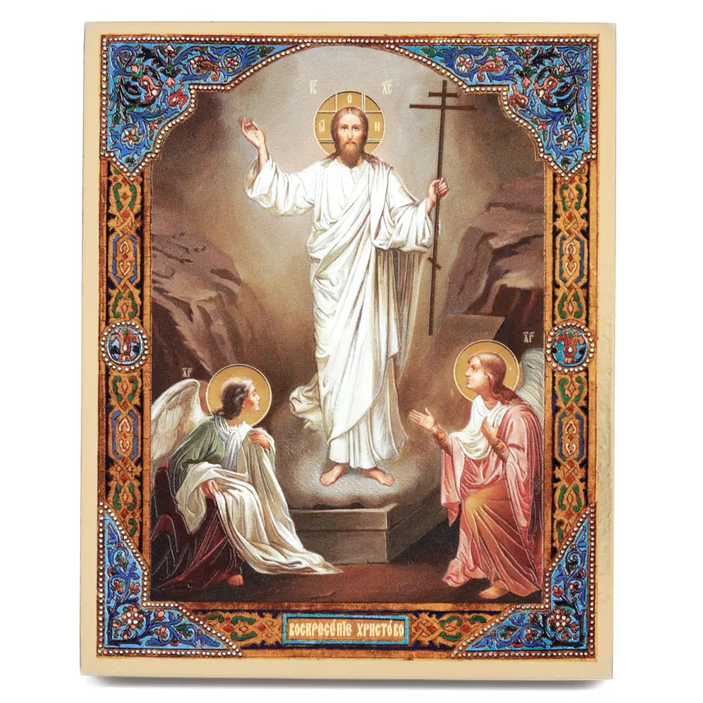 Icon on board 13×15 gilded finish, 3D print, varnish Resurrection of Christ 1