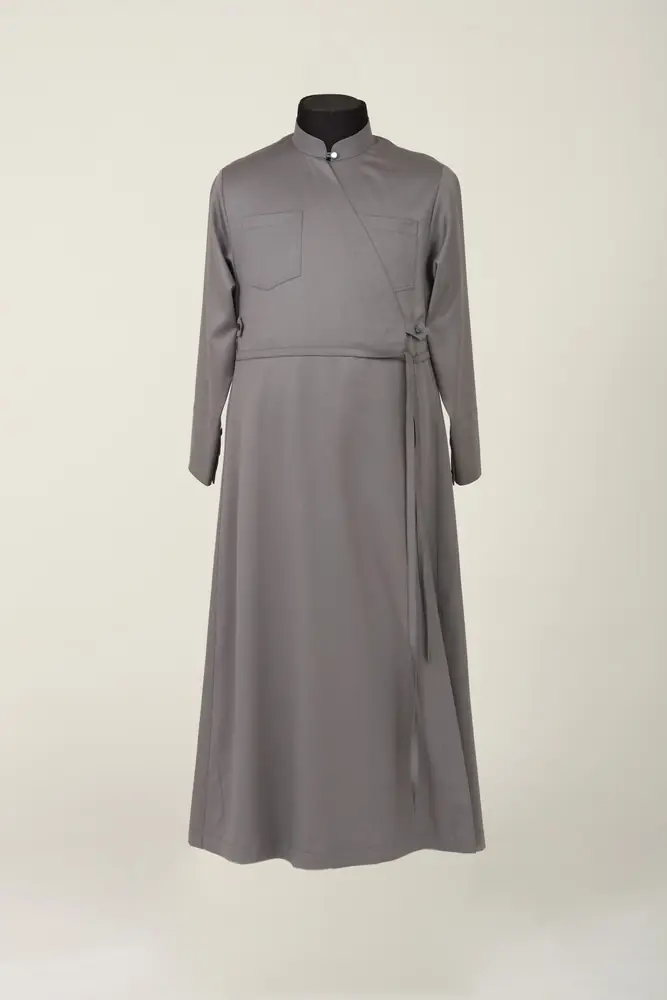 Cassock Greek wool blend collar with topstitching / with size
