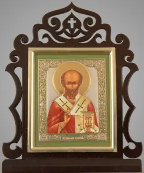Table icon 6×7 double embossing, gilded frame Nicholas the Wonderworker