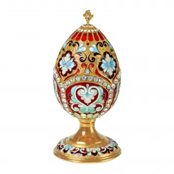 Easter egg filigree, enamel, stones on stand / gilding