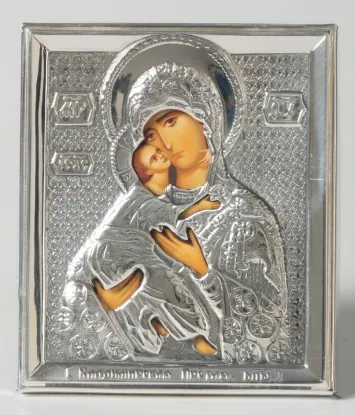 Stamped icon 6 * 7 / photo / silver Vladimir Mother of God