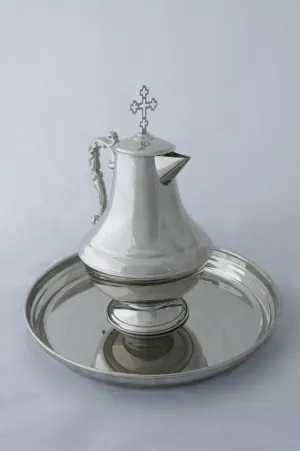 Ablution jug with tray nickel