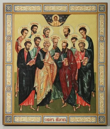 Icon on board 22×26 3D print, varnish Synaxis of the Apostles