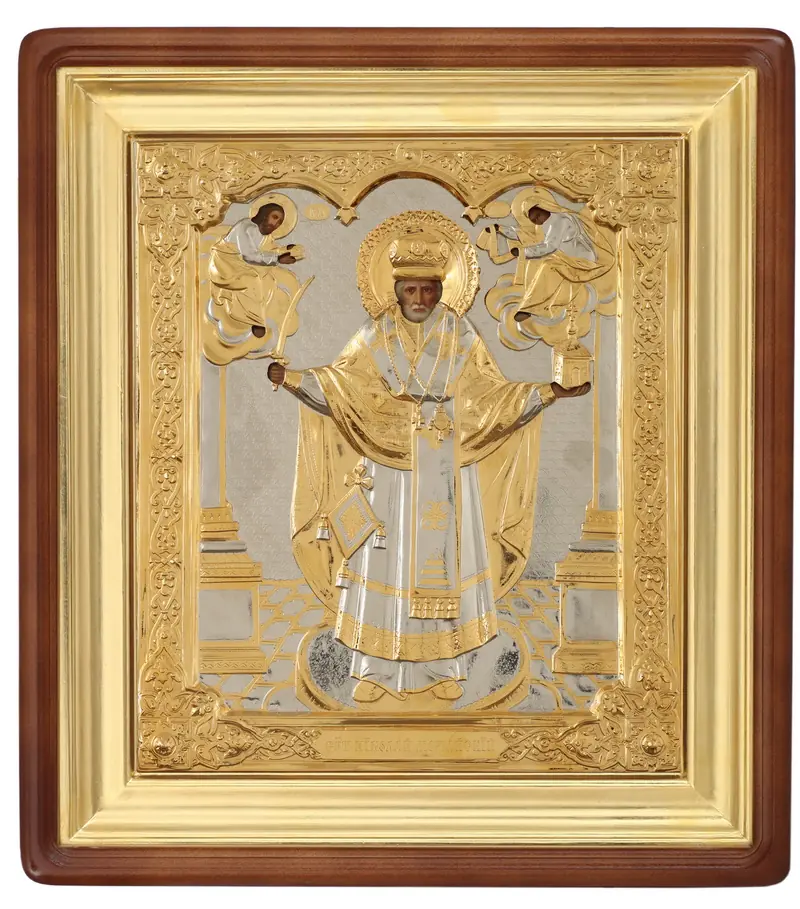 ფერწერული ხატი კიოტში 24×30 ზეთი, მოჭედილობა №292, კიოტი №1 ნიკოლოზ მოჟაისკის