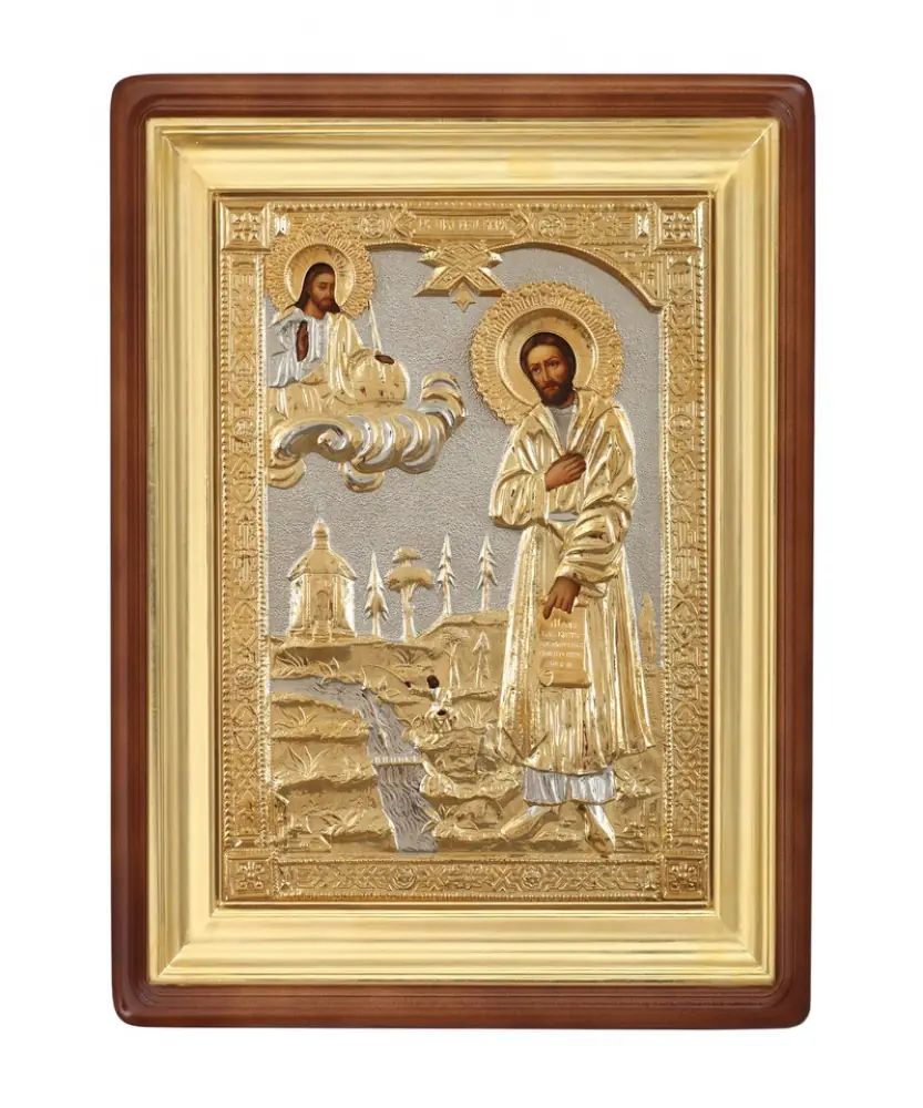 Painted icon in icon case 40×60 oil, riza cover №68, icon case №1 Simeon of Verkhoturye
