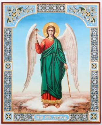 Icon on hardboard №1 11×13 double embossing Guardian Angel (full-length) №4